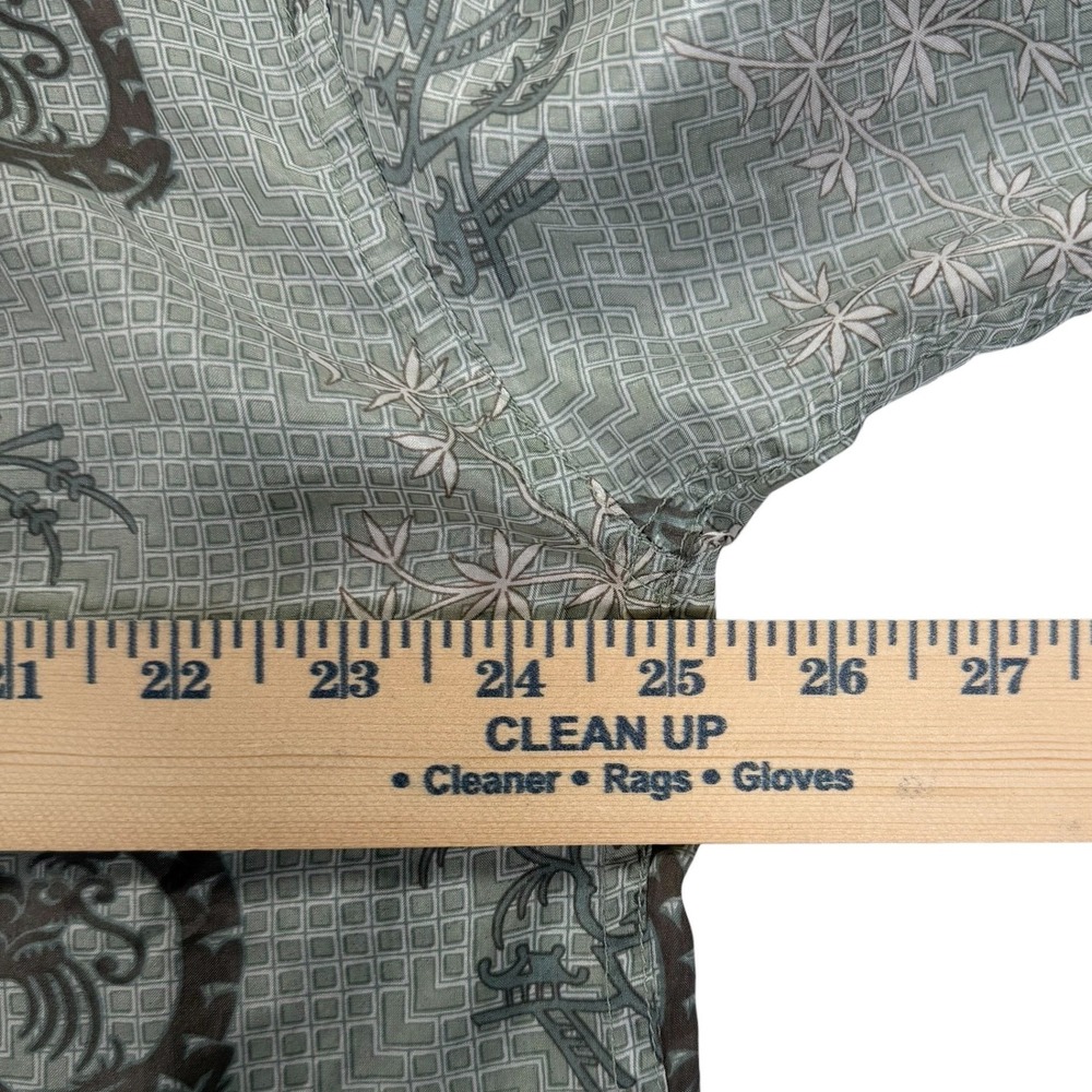 Bruno 100% Silk Button Up Shirt XL Gray Dragon Print Camp Hawaiian Y2K - Picture 5 of 9